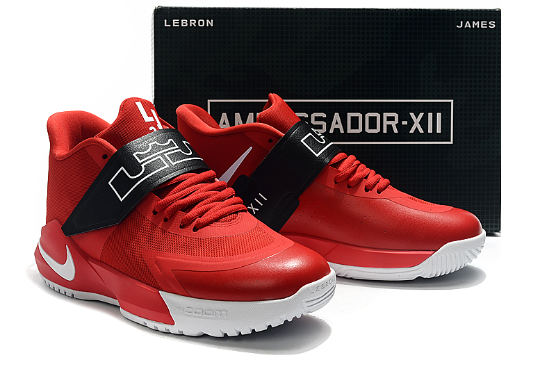 2020 Nike LeBron James Ambassador 12 Red Black White Shoes